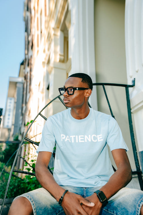 PATIENCE BABY BLUE TSHIRT